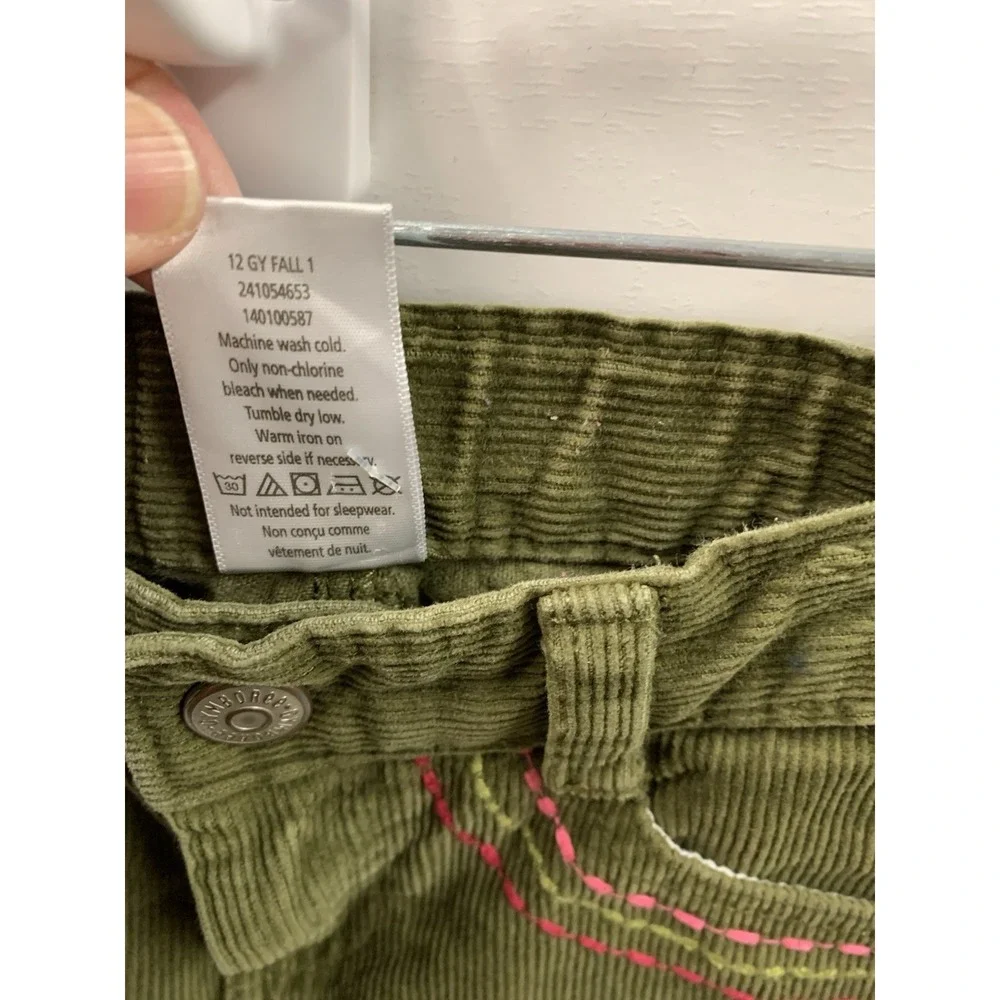 Gymboree Floral Embroidered Y2K Corduroy Green Pants Size 7 Youth‎